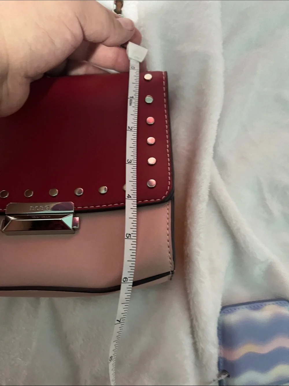 Two-Tone Pink Studded Shoulder Bag